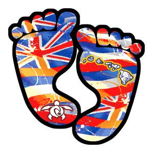 footprints with hawaiian flag inlay