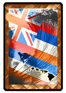 hawaiian flag and surfer riding wave double exposure decal