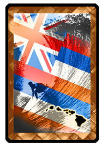 hawaiian flag and surfer riding wave double exposure decal