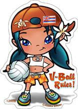 girl holding volleyball decal