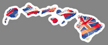 Hawaiian Islands with Hawaiian Flag Inset and white outline decal