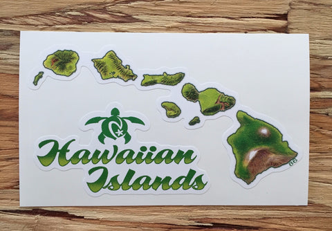 green hawaiian islands decal with "Hawaiian Islands"