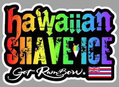 rainbow colored hawaiian SHAVE ICE text