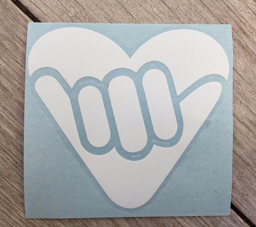 white shaka heart decal