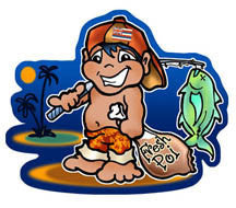 little hawaiian boy holding fish and poi