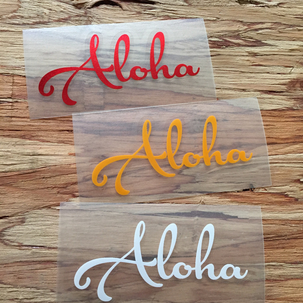 aloha script decal