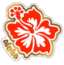red and gold hibiscus decal