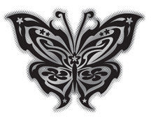 black and chrome tribal butterfly decal