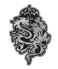 black and chrome dragon and tiger decal