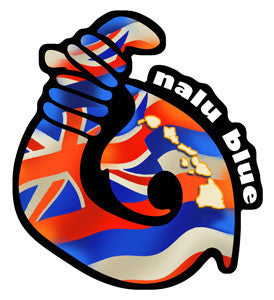 Hawaiian flag in the shape of a fish hook decal