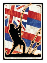 polebender fisherman silhouette with hawaiian flag background decal