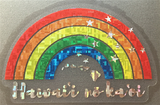 sparkly rainbow with silver cursive hawaiʻi nō kaʻoi under