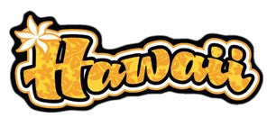 Hawaii with yellow floral pattern and black outline decal