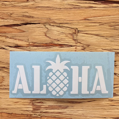 white aloha pineapple decal