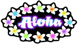 aloha rainbow plumeria decal