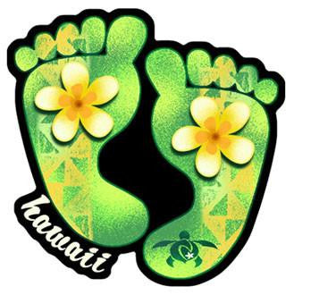 green hawaiian plumeria footprint decal