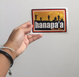 silhouette of fishermen standing with poles and "hanapa'a" decal