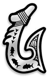 black and chrome hawaiian fishhook decal