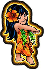 hawaiian hula girl decal