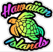 Hawaiian Islands Rainbow Turtle Decal