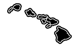 black hawaiian islands with outline