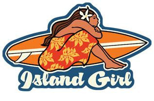 island girl with surfboard