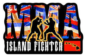 mma island fighter with two fighters silhouette