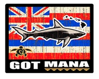 shark with hawaiian flag background and got mana