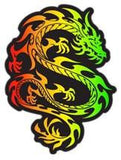 red yellow green tribal dragon