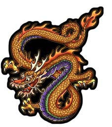 orange chinese dragon decal