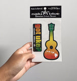 red, yellow, green "got uke?" and ukulele decals